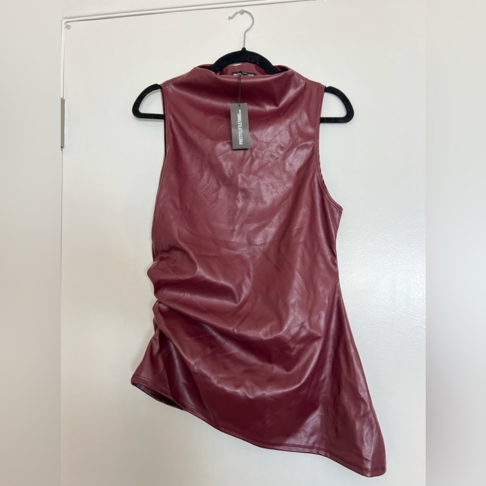 Burgandy faux leather top NEW